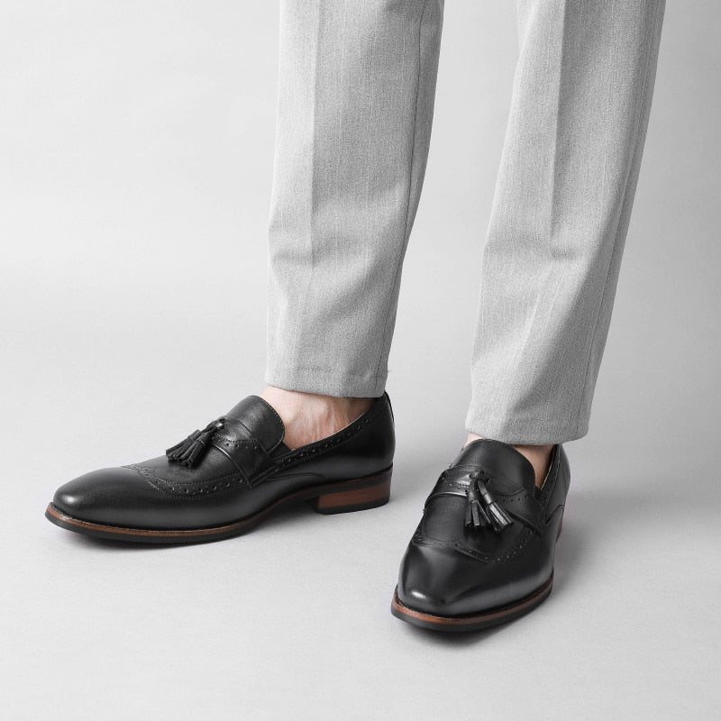 Ανδρικά Loafers Exotic Slip On Brogue - Μαύρο