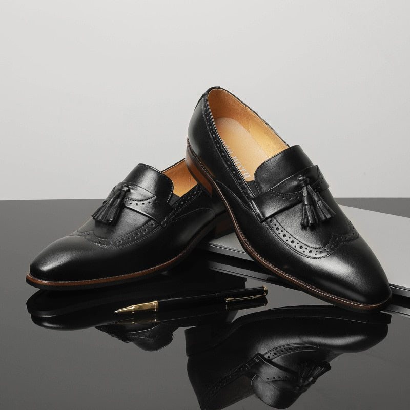 Ανδρικά Loafers Exotic Slip On Brogue - Μαύρο