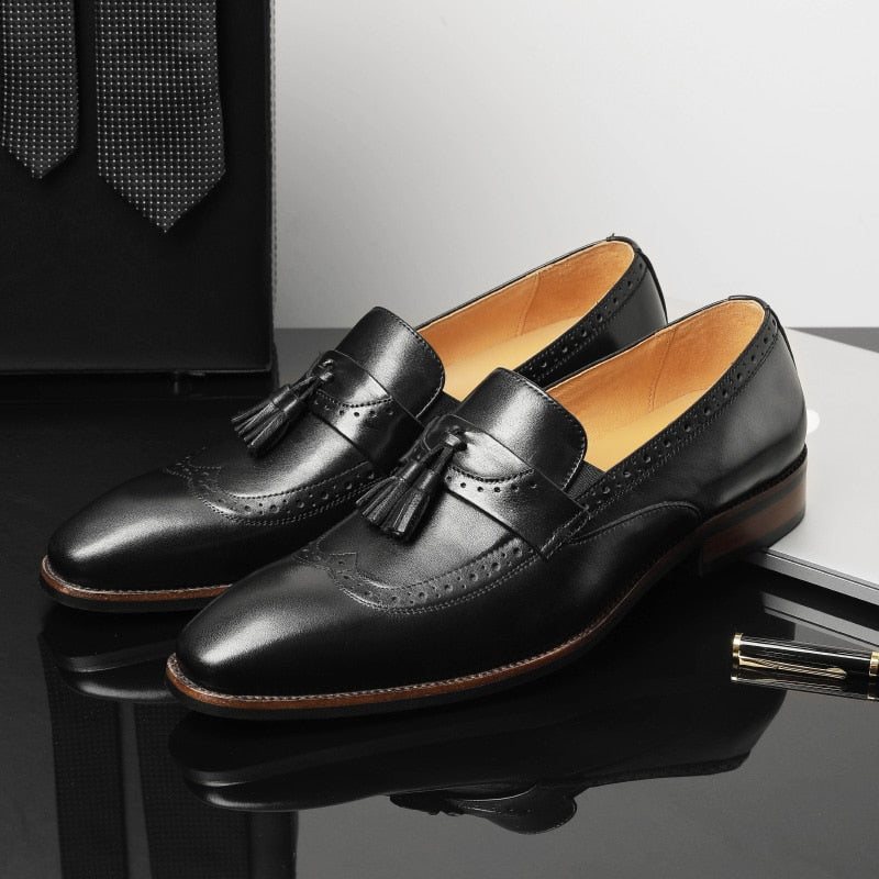 Ανδρικά Loafers Exotic Slip On Brogue - Μαύρο