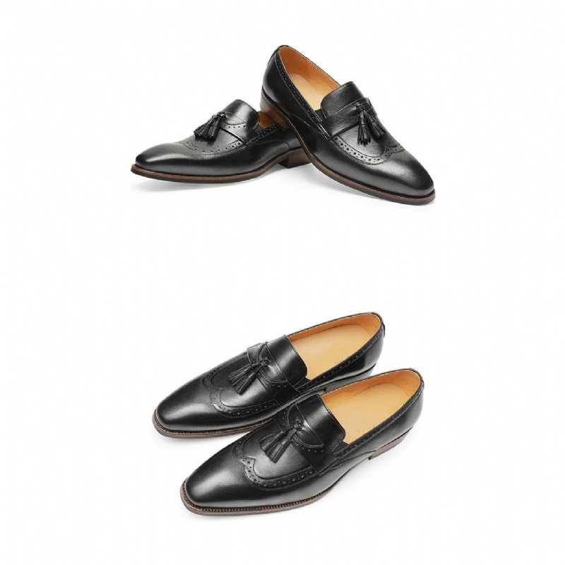 Ανδρικά Loafers Exotic Slip On Brogue - Μαύρο