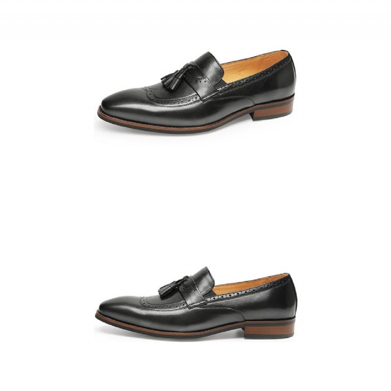 Ανδρικά Loafers Exotic Slip On Brogue - Μαύρο