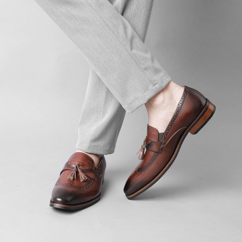 Ανδρικά Loafers Exotic Slip On Brogue - Καφέ