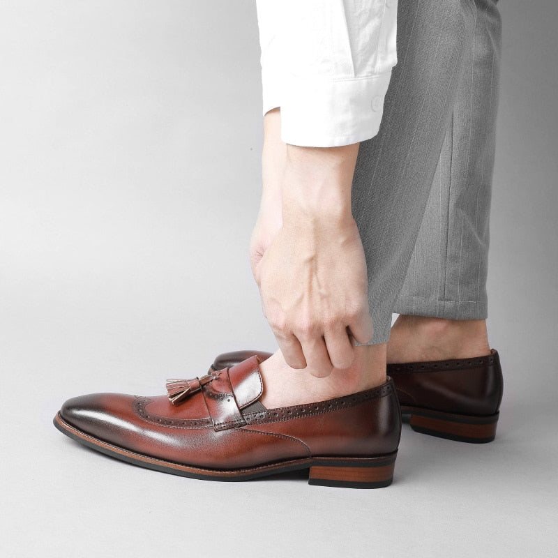 Ανδρικά Loafers Exotic Slip On Brogue - Καφέ