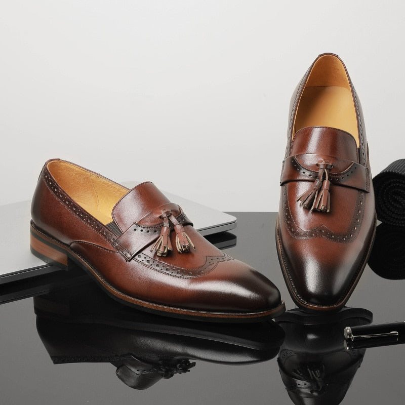 Ανδρικά Loafers Exotic Slip On Brogue - Καφέ