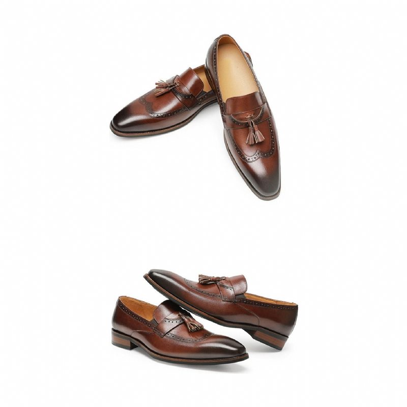 Ανδρικά Loafers Exotic Slip On Brogue - Καφέ
