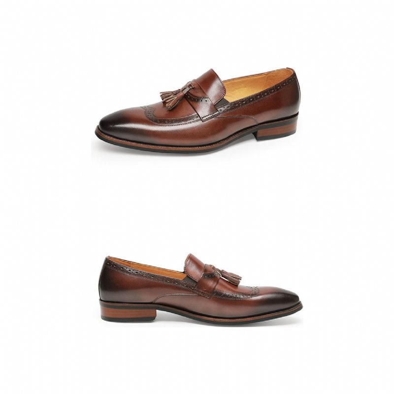 Ανδρικά Loafers Exotic Slip On Brogue - Καφέ