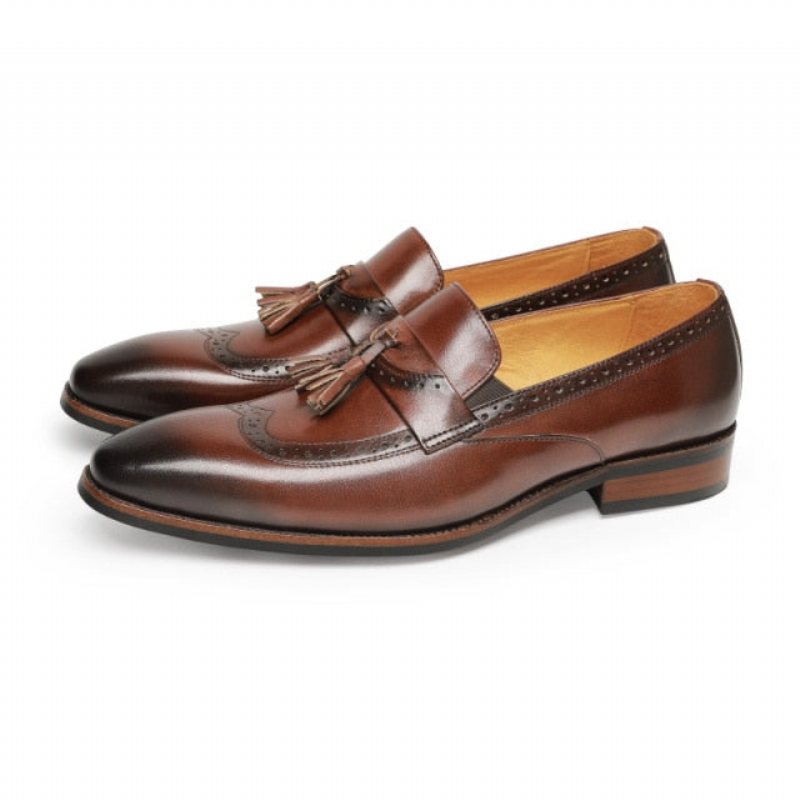 Ανδρικά Loafers Exotic Slip On Brogue - Καφέ