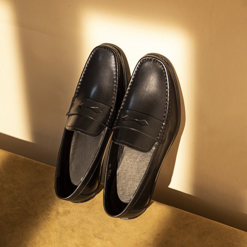 Ανδρικά Loafers Exotic Square Toe Leather Slip-on - Μαύρο