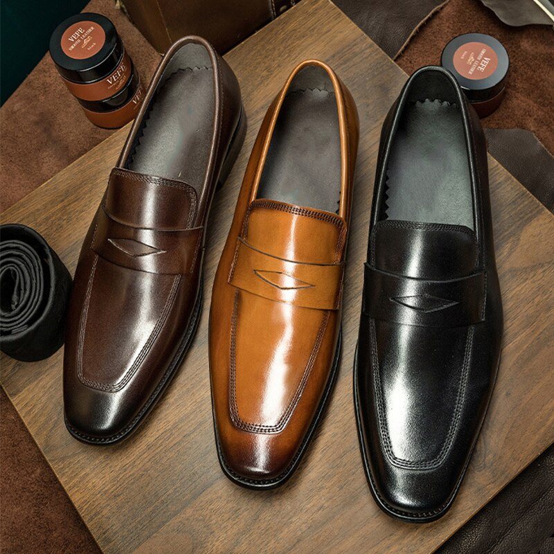Ανδρικά Loafers Exotic Μυτερά Παπούτσια Brogue - Μαύρο
