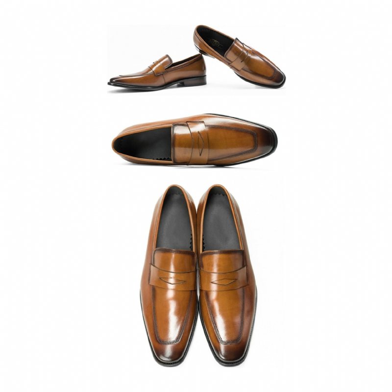 Ανδρικά Loafers Exotic Μυτερά Παπούτσια Brogue - Καφέ