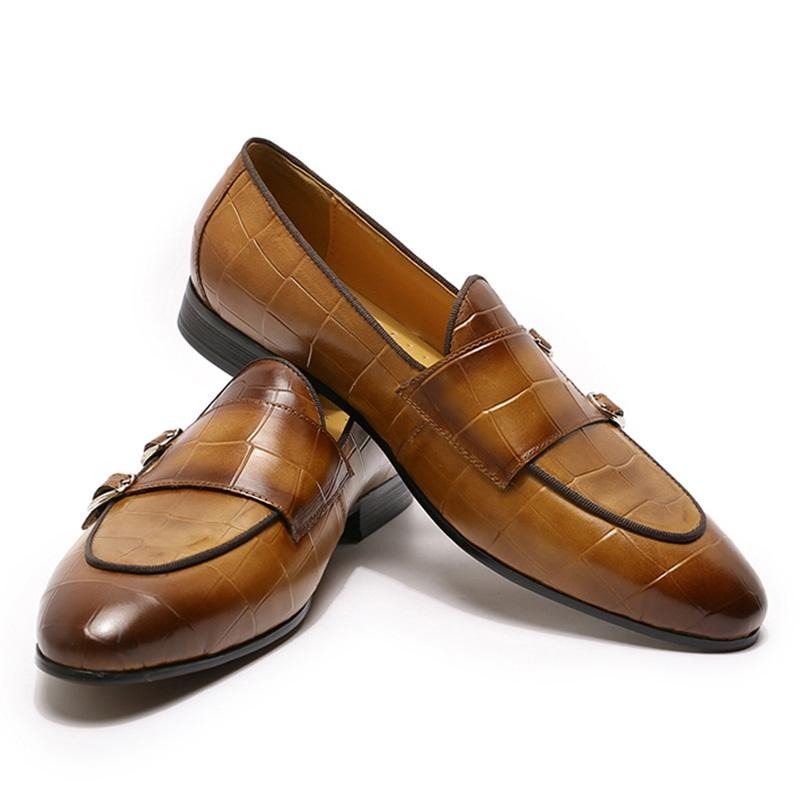 Ανδρικά Loafers Monk Strap Slip On - Καφές