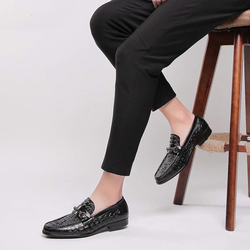 Ανδρικά Loafers Εξωτικά Δερμάτινα Oxford - Μαύρο 