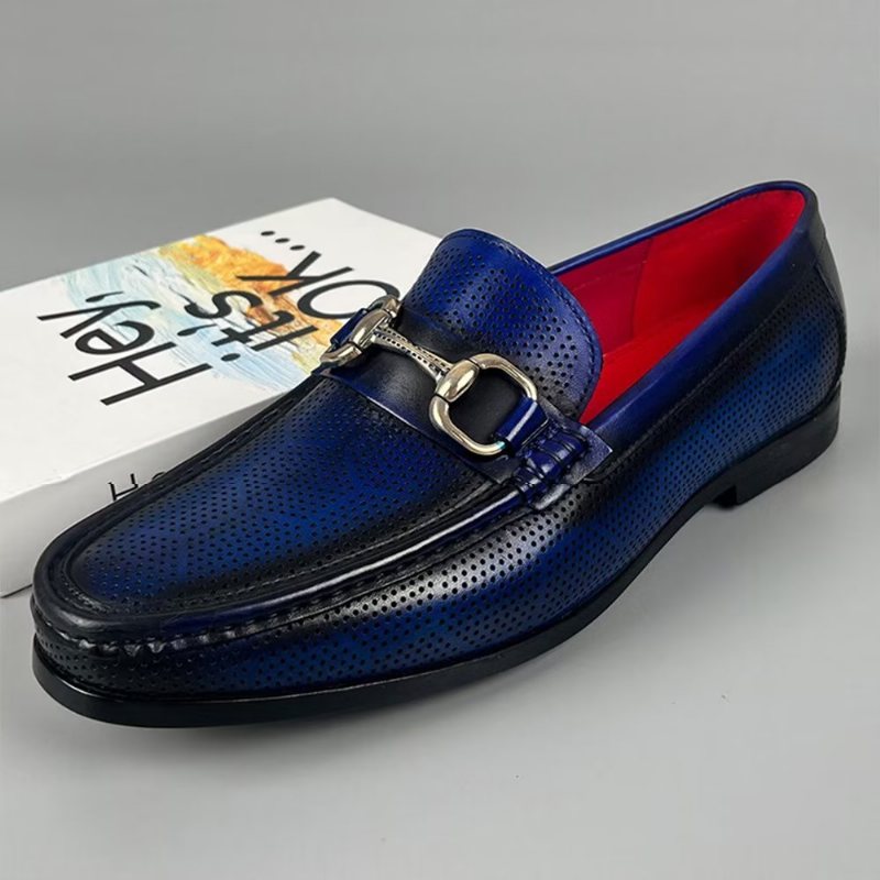 Ανδρικά Loafers Κομψά Slip On Από Γνήσιο Δέρμα - Μπλε