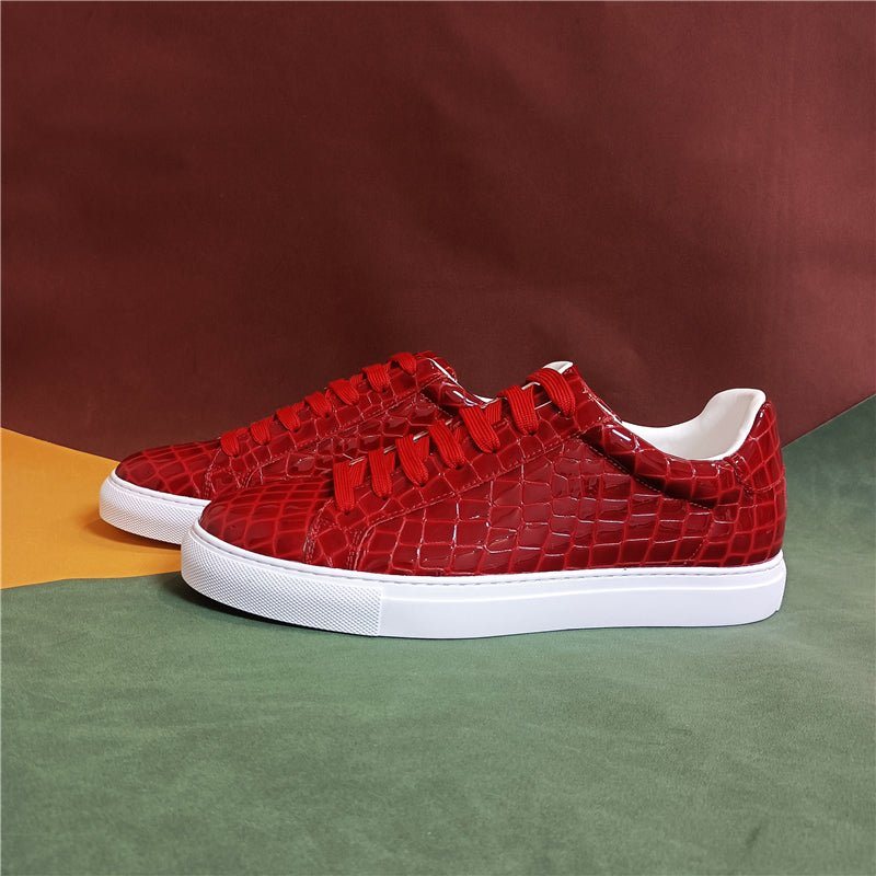 Ανδρικά Sneakers Lux Δερμάτινα Lace-up Platform - Κόκκινο