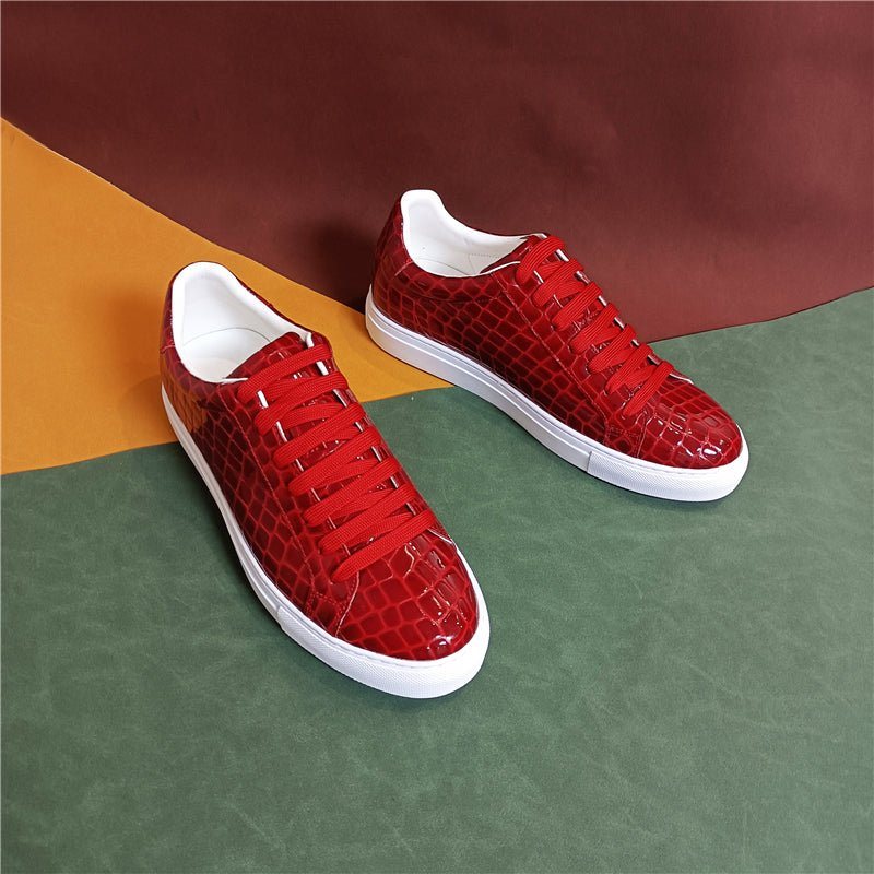 Ανδρικά Sneakers Lux Δερμάτινα Lace-up Platform - Κόκκινο