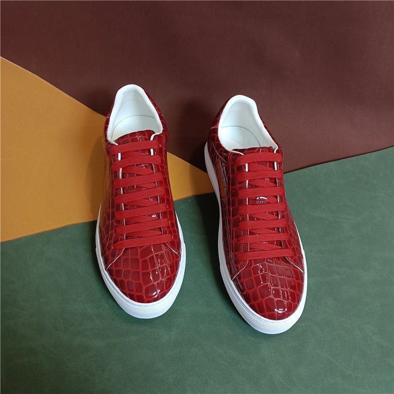 Ανδρικά Sneakers Lux Δερμάτινα Lace-up Platform - Κόκκινο