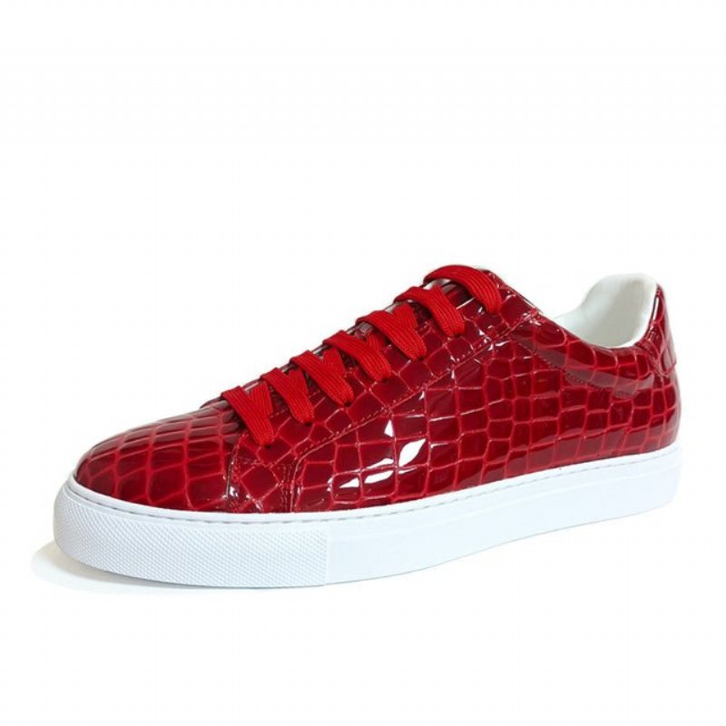 Ανδρικά Sneakers Lux Δερμάτινα Lace-up Platform - Κόκκινο