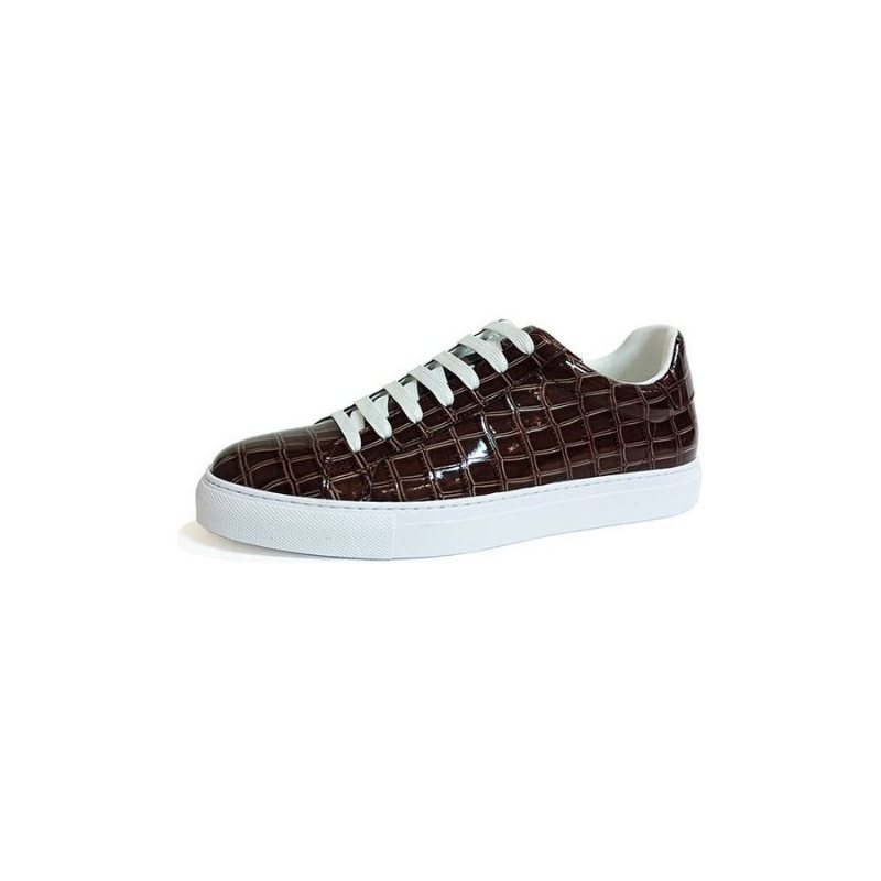 Ανδρικά Sneakers Lux Δερμάτινα Lace-up Platform - Καφέ