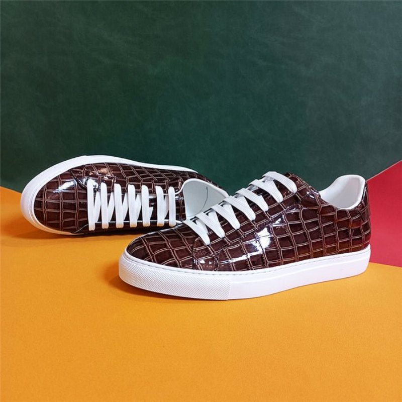 Ανδρικά Sneakers Lux Δερμάτινα Lace-up Platform - Καφέ