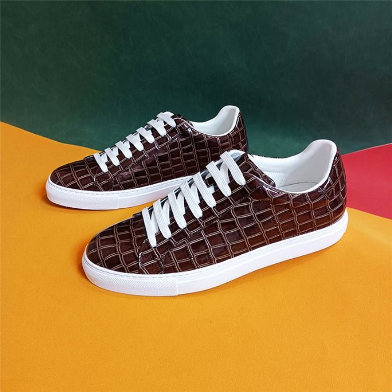 Ανδρικά Sneakers Lux Δερμάτινα Lace-up Platform - Καφέ