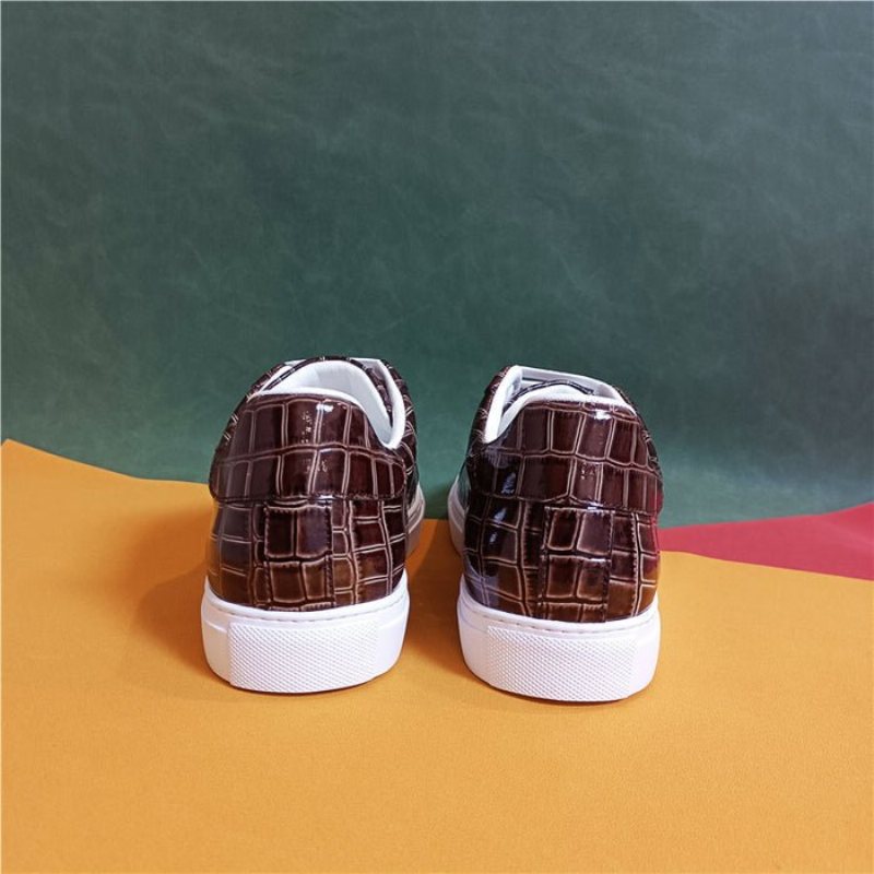 Ανδρικά Sneakers Lux Δερμάτινα Lace-up Platform - Καφέ