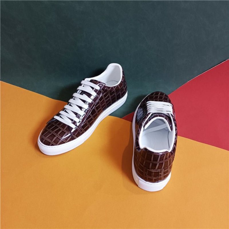 Ανδρικά Sneakers Lux Δερμάτινα Lace-up Platform - Καφέ