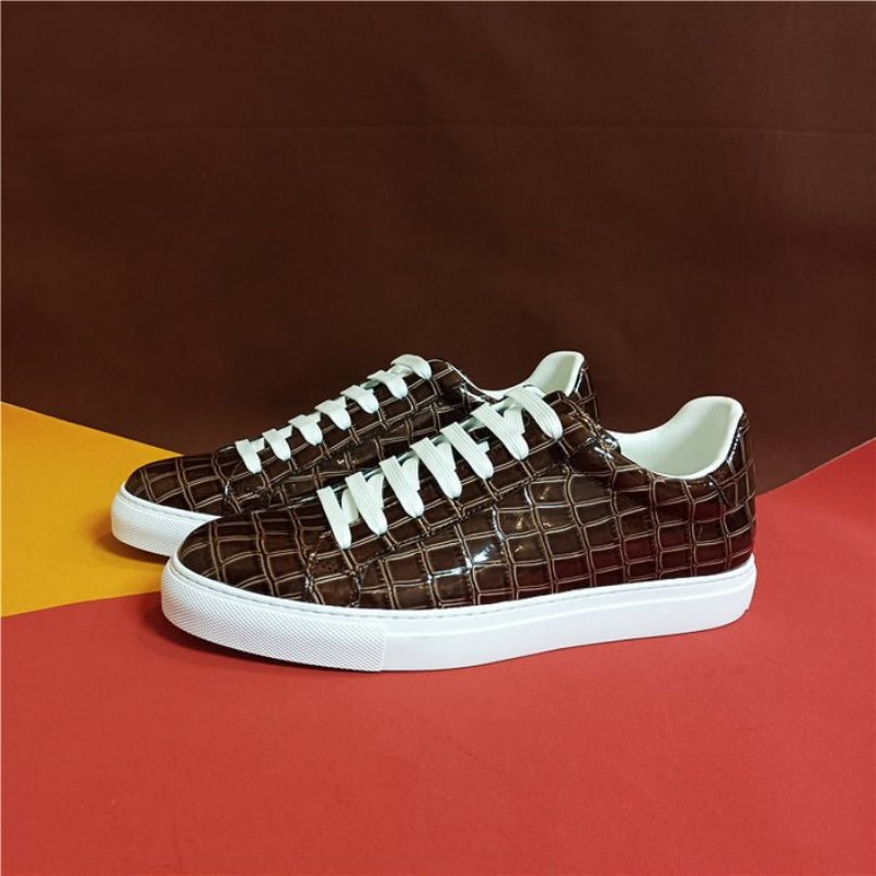 Ανδρικά Sneakers Lux Δερμάτινα Lace-up Platform - Καφέ