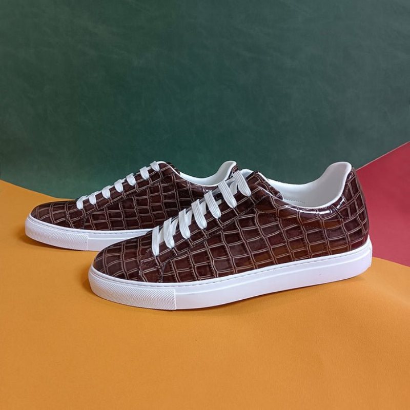 Ανδρικά Sneakers Lux Δερμάτινα Lace-up Platform - Καφέ