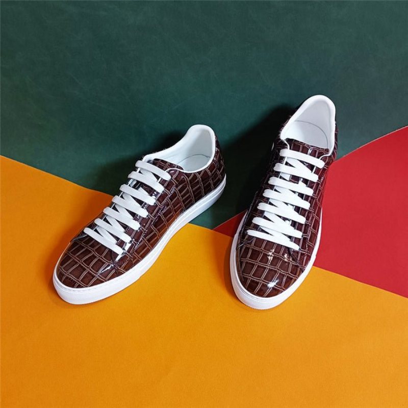 Ανδρικά Sneakers Lux Δερμάτινα Lace-up Platform - Καφέ