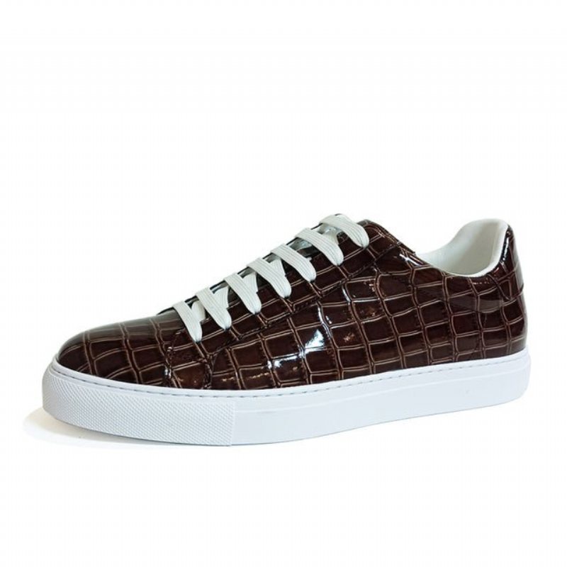 Ανδρικά Sneakers Lux Δερμάτινα Lace-up Platform - Καφέ