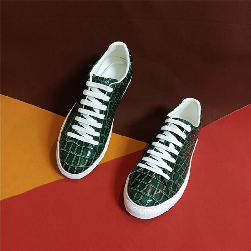 Ανδρικά Sneakers Lux Δερμάτινα Lace-up Platform - Πράσινο