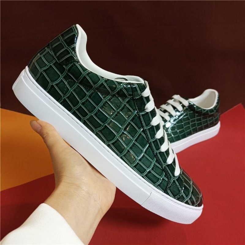 Ανδρικά Sneakers Lux Δερμάτινα Lace-up Platform - Πράσινο