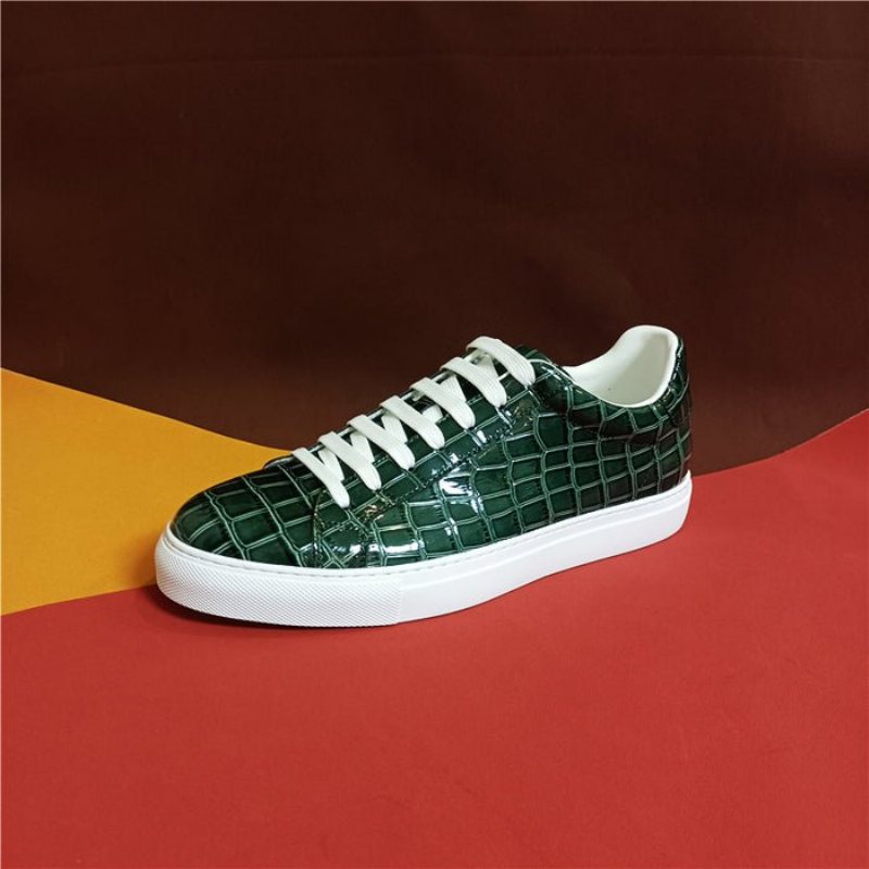 Ανδρικά Sneakers Lux Δερμάτινα Lace-up Platform - Πράσινο