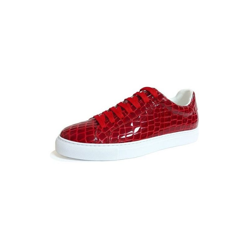 Ανδρικά Sneakers Lux Δερμάτινα Lace-up Platform - Κόκκινο
