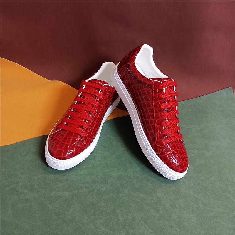 Ανδρικά Sneakers Lux Δερμάτινα Lace-up Platform - Κόκκινο