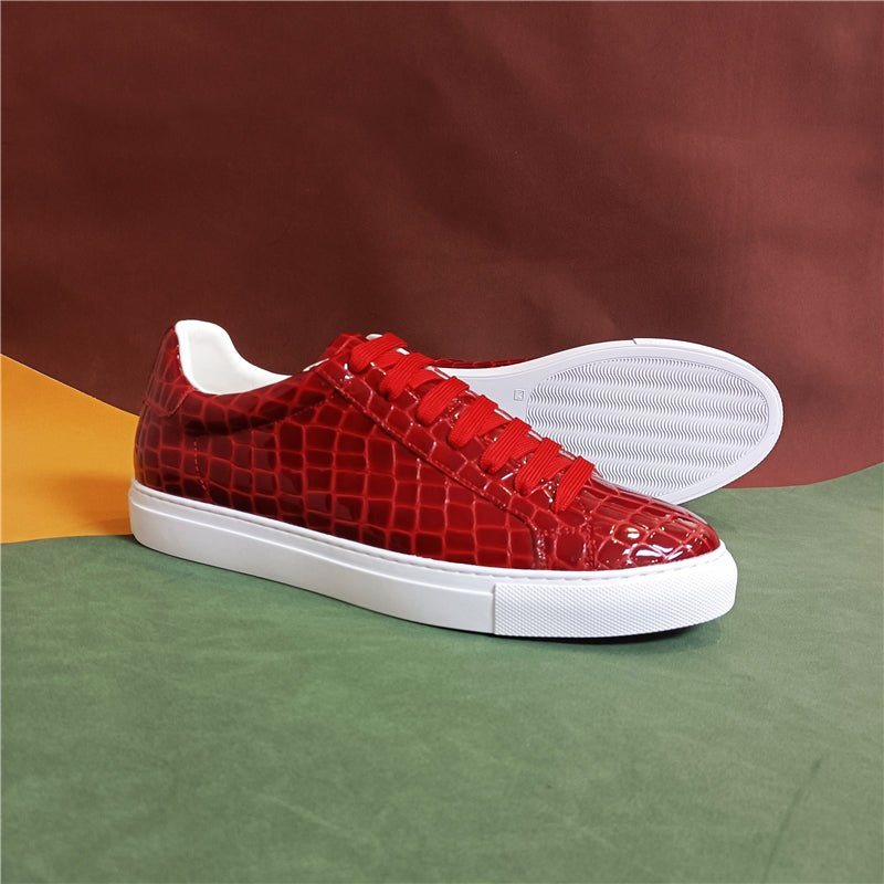 Ανδρικά Sneakers Lux Δερμάτινα Lace-up Platform - Κόκκινο