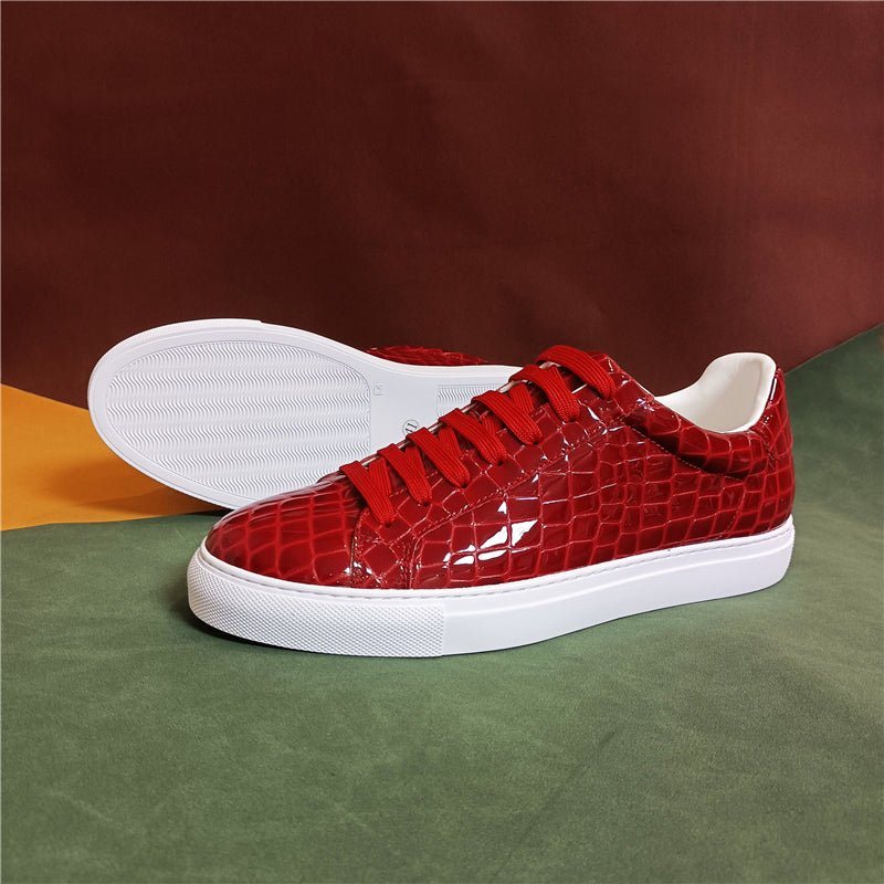 Ανδρικά Sneakers Lux Δερμάτινα Lace-up Platform - Κόκκινο