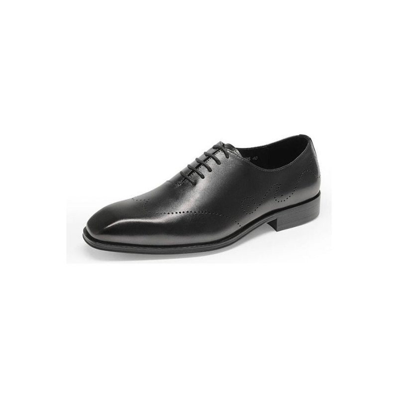 Ανδρικά Επίσημα Παπούτσια Brogue Από Γνήσιο Δέρμα Με Μύτη - Μαύρο 