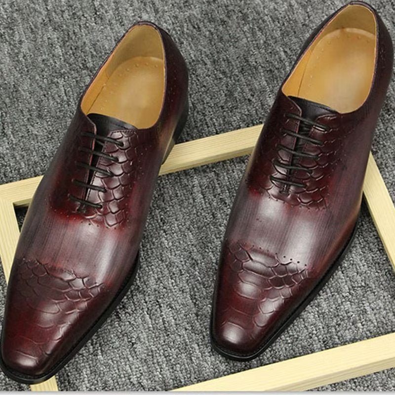Ανδρικά Επίσημα Παπούτσια Chic Brogue Δερμάτινα Νυφικά - Κόκκινο