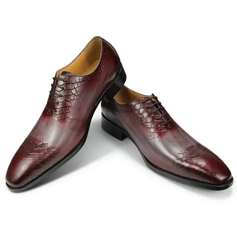 Ανδρικά Επίσημα Παπούτσια Chic Brogue Δερμάτινα Νυφικά - Κόκκινο