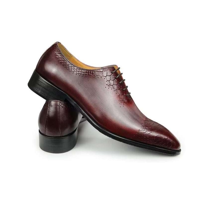 Ανδρικά Επίσημα Παπούτσια Chic Brogue Δερμάτινα Νυφικά - Κόκκινο