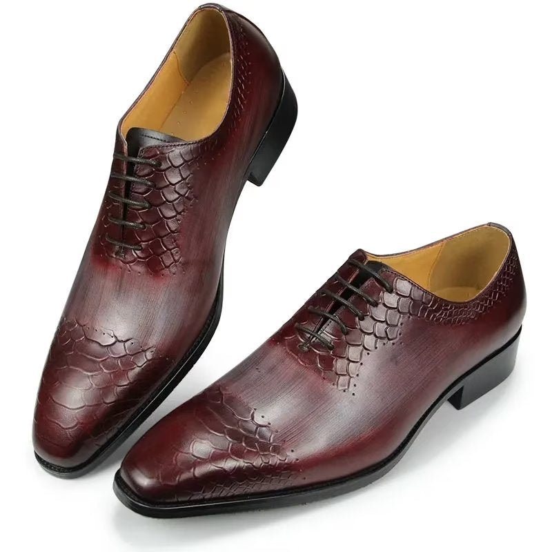 Ανδρικά Επίσημα Παπούτσια Chic Brogue Δερμάτινα Νυφικά - Κόκκινο
