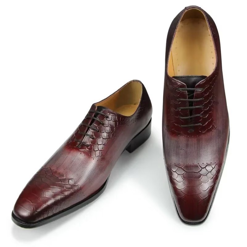 Ανδρικά Επίσημα Παπούτσια Chic Brogue Δερμάτινα Νυφικά - Κόκκινο