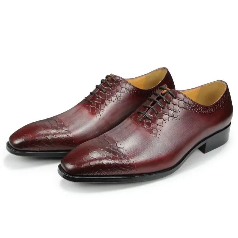 Ανδρικά Επίσημα Παπούτσια Chic Brogue Δερμάτινα Νυφικά - Κόκκινο
