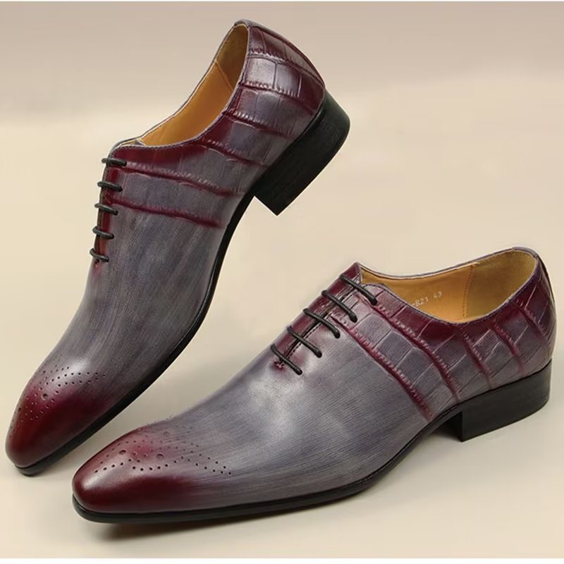 Ανδρικά Επίσημα Παπούτσια Chic Brogue Δερμάτινα Νυφικά - Κόκκινο