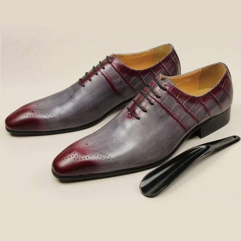 Ανδρικά Επίσημα Παπούτσια Chic Brogue Δερμάτινα Νυφικά - Κόκκινο