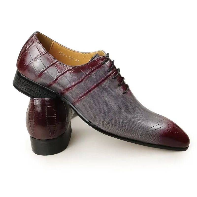 Ανδρικά Επίσημα Παπούτσια Chic Brogue Δερμάτινα Νυφικά - Κόκκινο