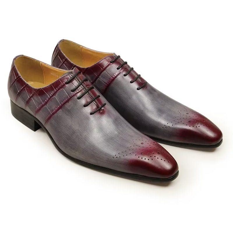 Ανδρικά Επίσημα Παπούτσια Chic Brogue Δερμάτινα Νυφικά - Κόκκινο