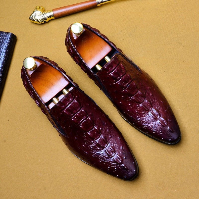 Ανδρικά Επίσημα Παπούτσια Chic Crocleather Μυτερά Με Φόρεμα - Κόκκινο