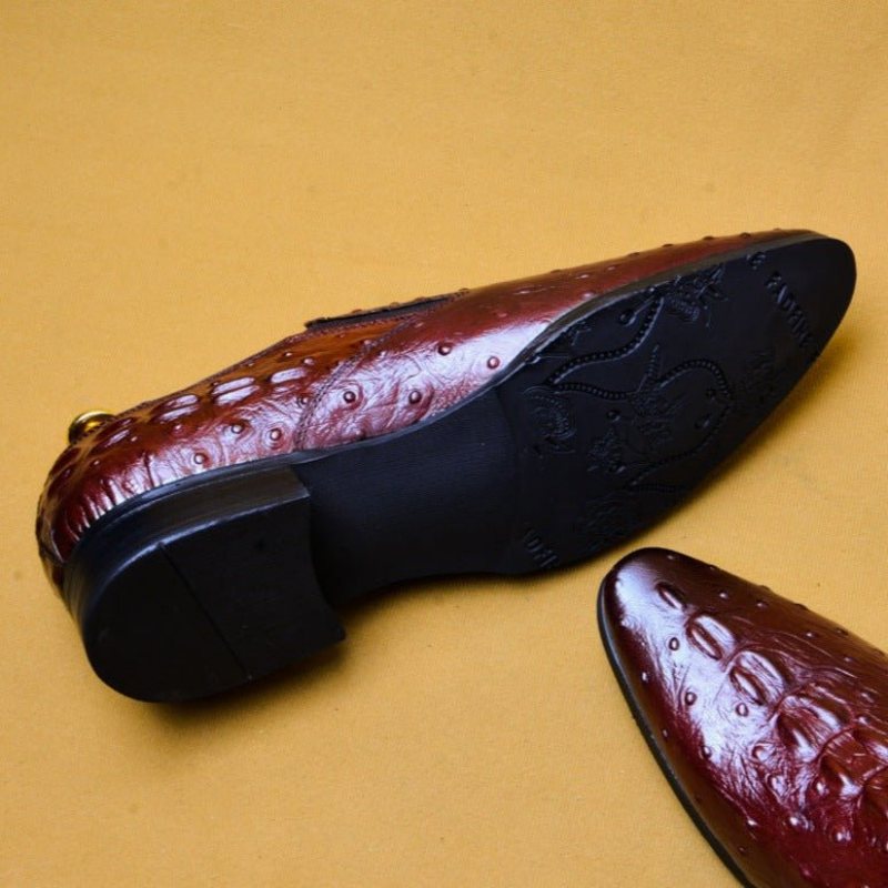 Ανδρικά Επίσημα Παπούτσια Chic Crocleather Μυτερά Με Φόρεμα - Κόκκινο